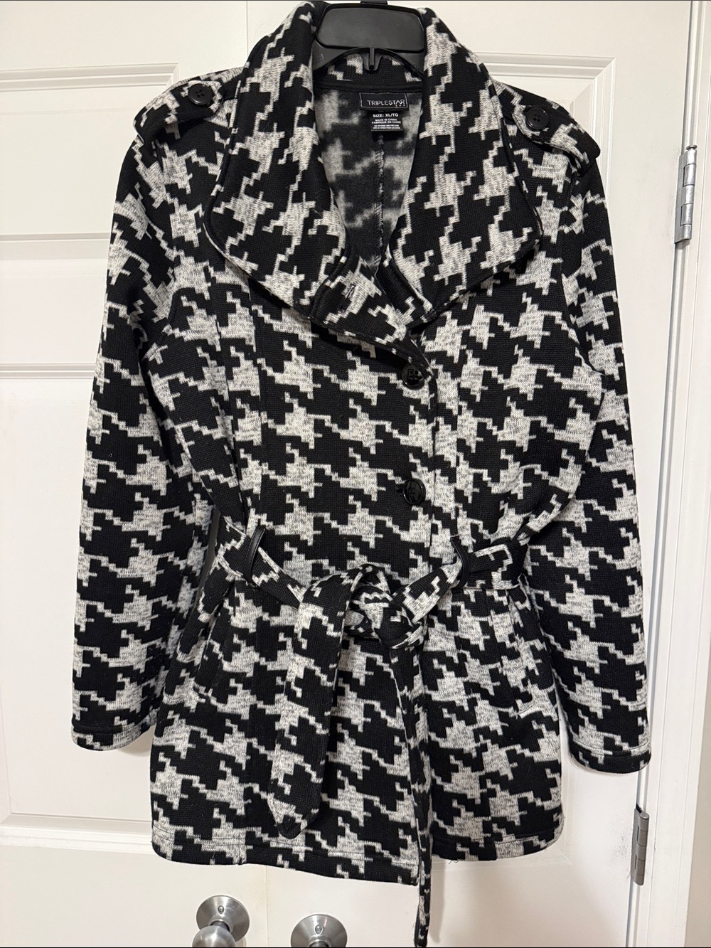 Black and White Triplestar Trench Coat